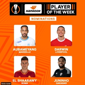 Đề cử cầu thủ xuất sắc nhất Europa League vòng này: Nunez dẫn đầu, Aubameyang & Shaarawi có tên trong danh sách